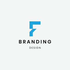 Flat design geometric letter f logo template