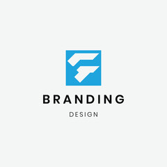 Flat design geometric letter f logo template