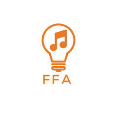 Creative Light Bulb with Music Note Logo Design for Music, Innovation, and Entertainment Branding. FFA Letter Logo.
