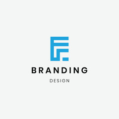 Flat design geometric letter f logo template