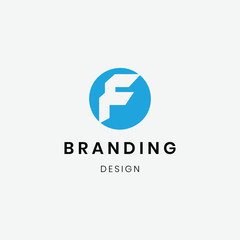 Obraz premium Flat design geometric letter f logo template