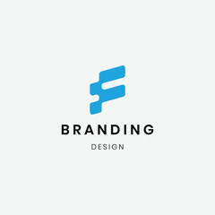 Flat design geometric letter f logo template
