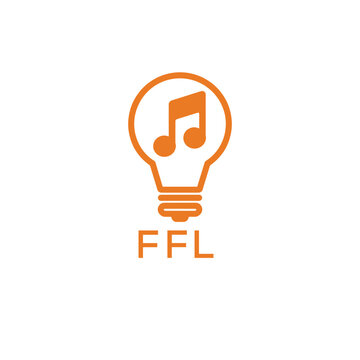 Creative Light Bulb with Music Note Logo Design for Music, Innovation, and Entertainment Branding. FFL Letter Logo.

