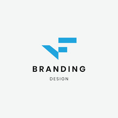Flat design geometric letter f logo template