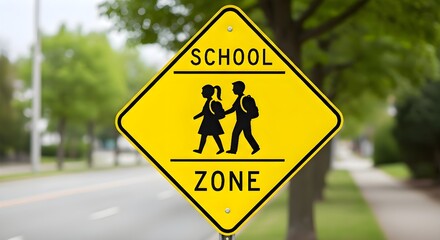 School Zone Sign on Road