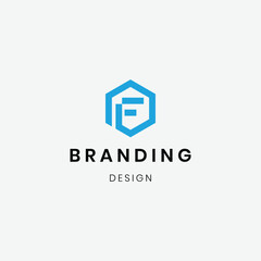 Obraz premium Flat design geometric letter f logo template