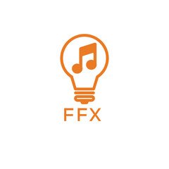 Creative Light Bulb with Music Note Logo Design for Music, Innovation, and Entertainment Branding. FFX Letter Logo.
