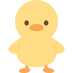 Cute flat vector illustration of a small yellow duckling with round body and orange beak, perfect for farm kids design.