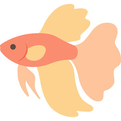 Bright orange goldfish illustration with big fins, flat style vector aquatic pet animal perfect for aquarium, kids design, or education.