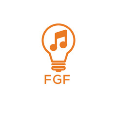 Creative Light Bulb with Music Note Logo Design for Music, Innovation, and Entertainment Branding. FGF Letter Logo.
