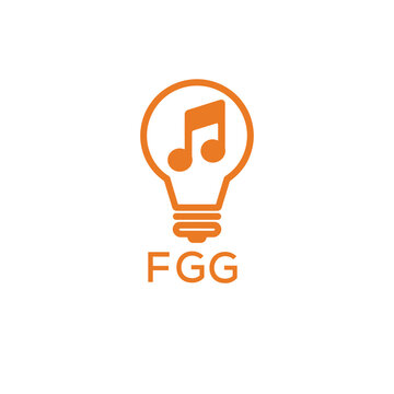 Creative Light Bulb with Music Note Logo Design for Music, Innovation, and Entertainment Branding. FGG Letter Logo.
