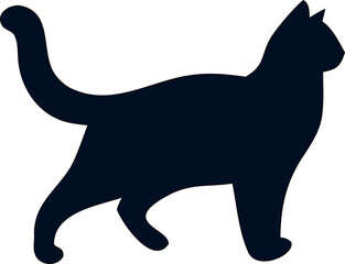 Black feline silhouette vector on white for use in crafts, stencils, or pet signage.