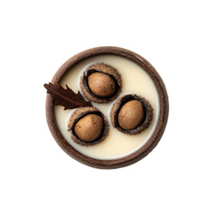 Creamy Bowl with Horse Chestnuts and Autumn Leaf - Autumnal Still Life