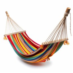 Colorful striped hammock suspended