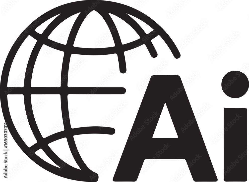Poster global ai technology and artificial intelligence symbol with globe and letter a