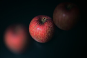 Red Apple Against Black Background Still Life Photography