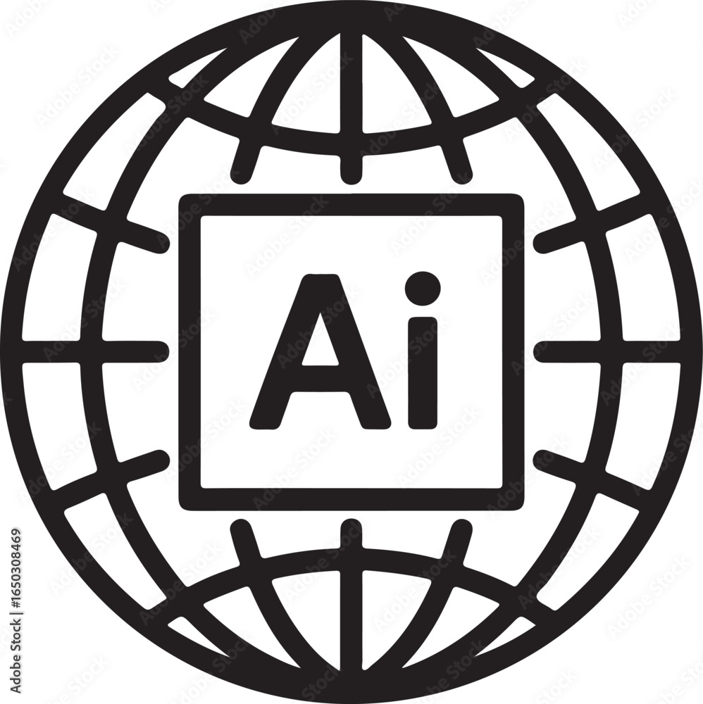 Aufkleber Global network symbol with ai initials inside a square representing artificial intelligence