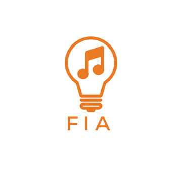 Creative Light Bulb with Music Note Logo Design for Music, Innovation, and Entertainment Branding. FIA Letter Logo.
