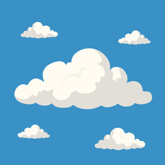Cloud Illustration with Blue Sky Background Asset