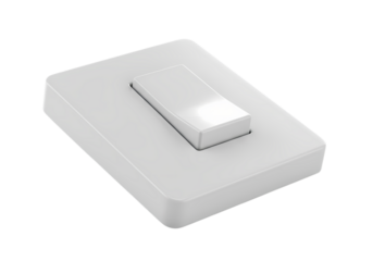 White Rectangular Toggle Switch OnOff Control Element on transparent background