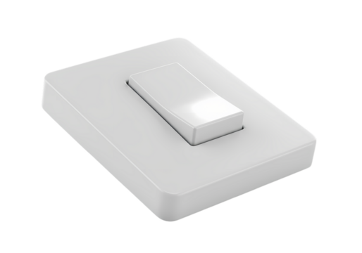 White Rectangular Toggle Switch OnOff Control Element on transparent background