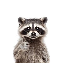 A cheerful raccoon giving a thumbs up