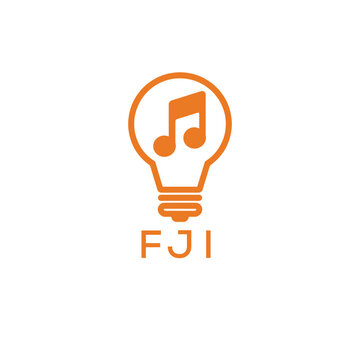 Creative Light Bulb with Music Note Logo Design for Music, Innovation, and Entertainment Branding. FJI Letter Logo.
