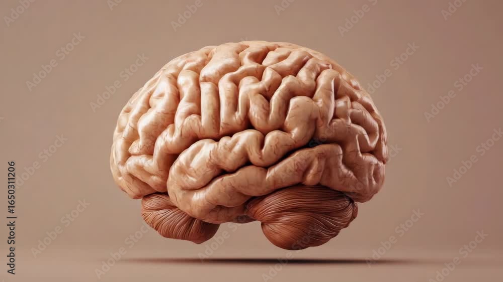 Poster this features a detailed 3d rendering of a human brain, the intricate structure and function of this