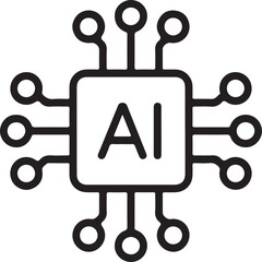 Stylized icon of a central processing unit with ai label and connecting pins