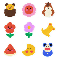 Obraz premium Many cute cartoon stickers