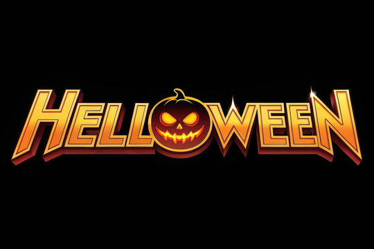 Helloween Logo with Jack-o'-Lantern Symbol and Golden Letters on Black Background for Metal Band Promotion