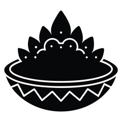 holi gulal plate vector icon