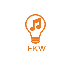 Creative Light Bulb with Music Note Logo Design for Music, Innovation, and Entertainment Branding. FKW Letter Logo.
