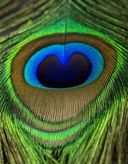 Naklejka premium Close-up of a vibrant peacock feather's eye (1)