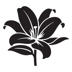Amaryllis Silhouette-Black Lily Style Flower Illustration