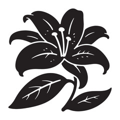 Amaryllis Silhouette-Black Lily Style Flower Illustration
