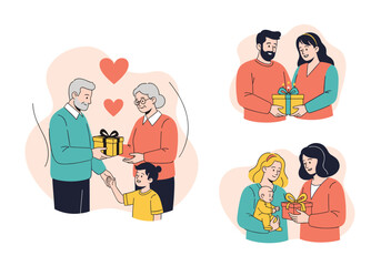 Families sharing gifts and love on special occasions celebrating togetherness and generosity