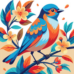 Vibrant Cheerful Songbird Clipart Illustration on transparent background