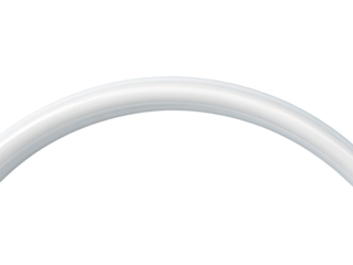 Smooth, white, curved tube or pipe.  A simple, rounded arc