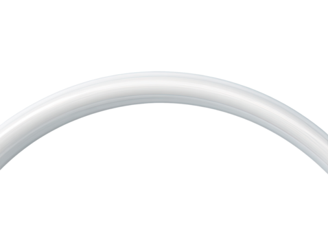 Smooth, white, curved tube or pipe.  A simple, rounded arc