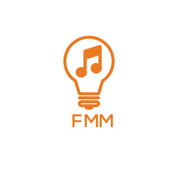 Creative Light Bulb with Music Note Logo Design for Music, Innovation, and Entertainment Branding. FMM Letter Logo.
