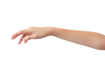 young woman's hands in beautiful poses on white background