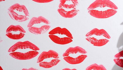 Lipstick kisses on white