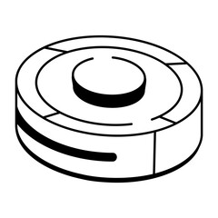 A hand drawn style icon depicting cleaning robot vacuum
