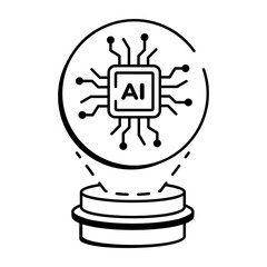A hand drawn style icon depicting ai technology innovation
