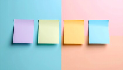 Fototapeta premium Colorful sticky notes on pastel background. (1)