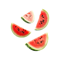 Flying watermelon slices in the air