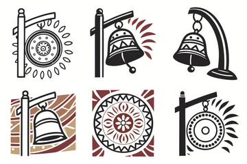 set of Gong vector illustration isolated on white background