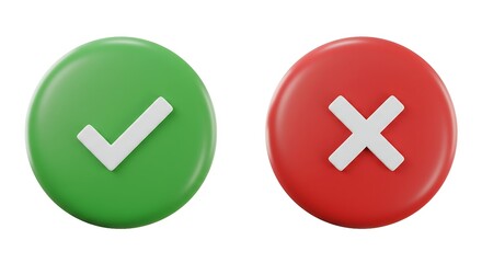 Fototapeta premium A graphic of a green check and a red 'x' symbol on a clean white background