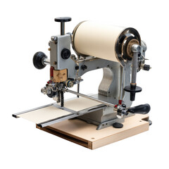 Fototapeta premium Benchtop scroll saw with a cast iron base for stability in a woodworking studio [Transparent Background PNG]